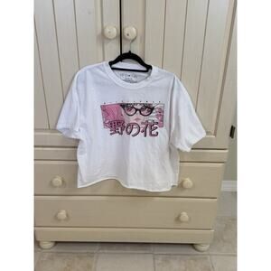 Fifth Sun Wild Flowers White Cropped Short Sleeve Graphic T-Shirt Size XL